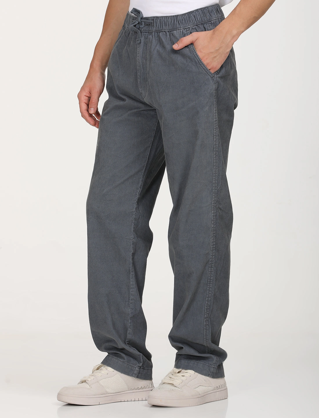 Seamless Waistband Men's Grey Regular Fit Joggers