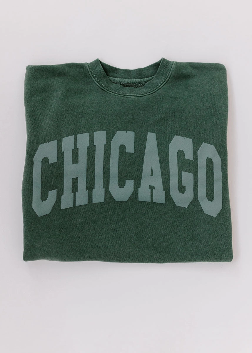 Heathered Effect Chicago Collegiate Puff Sweatshirt - Alpine