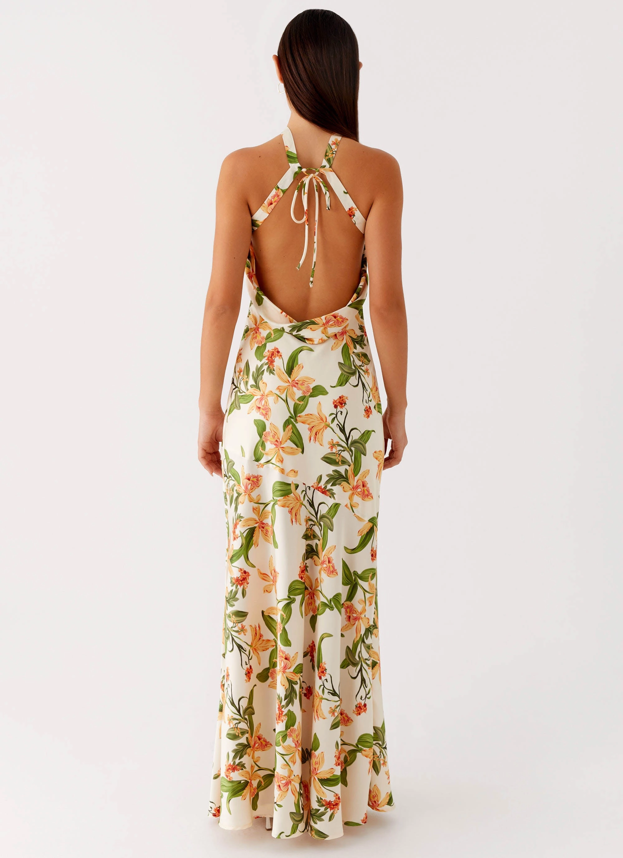 Silky Form Damali Satin Maxi Dress - Floral Print