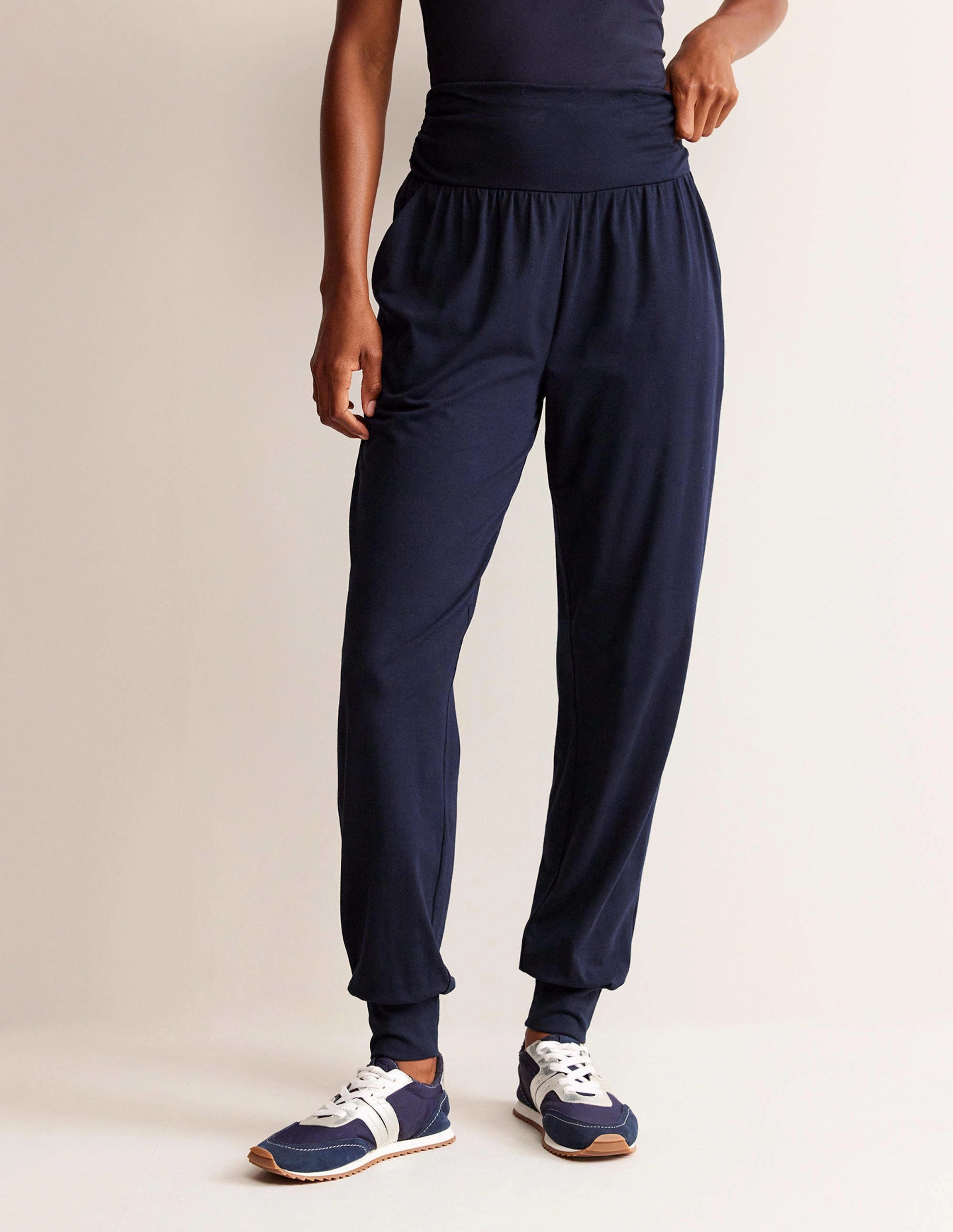 Hareem Jersey Joggers-Navy Easy Movement Double Stitched Seams