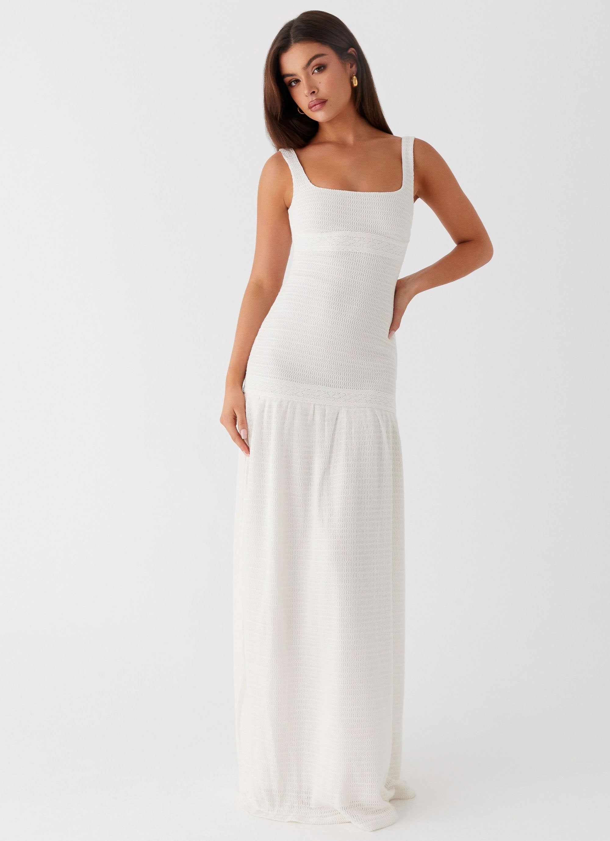 Flattering Style Fit Pure Fabric Lyrical Maxi Dress - Ivory
