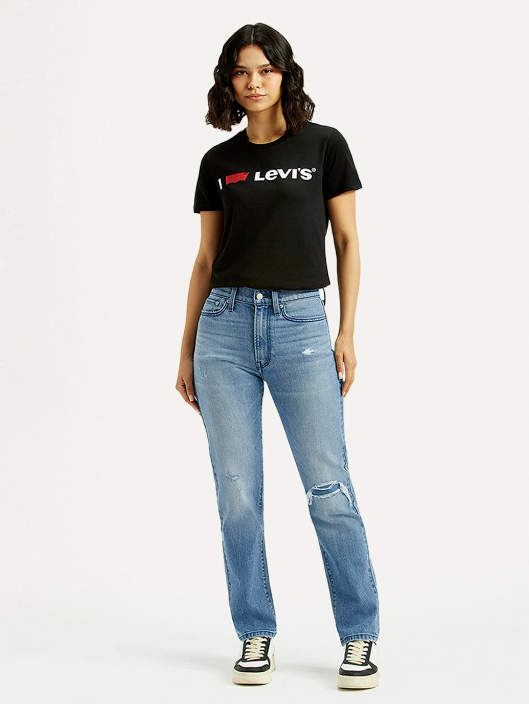 Women's Light Blue Wedgie Straight Fit Mid Rise Jeans Everyday Wear Evening Stroll Athlete Fit