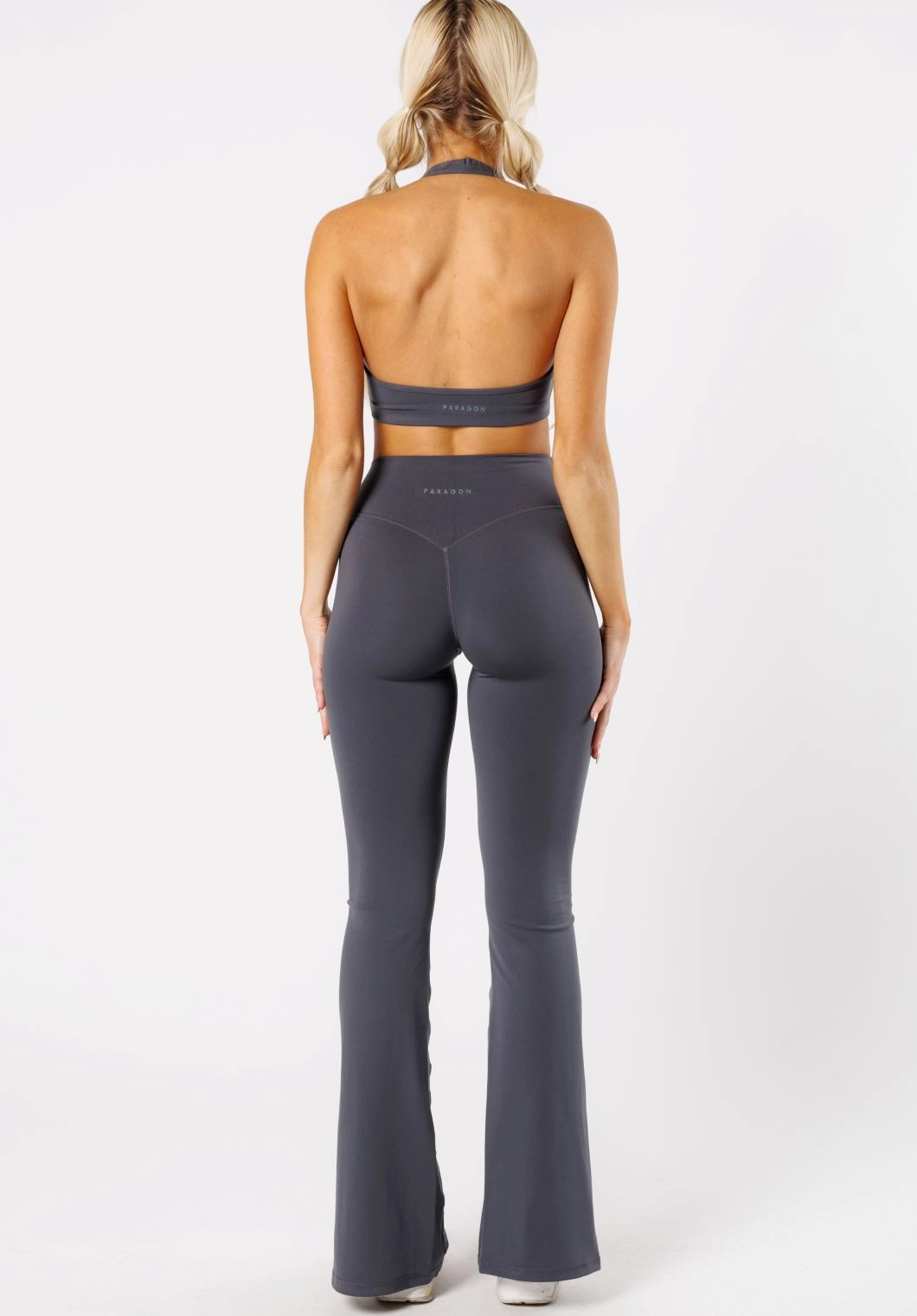 Reluna? Front Slit Sculptseam? Flare Leggings 34" Phantom Hiking Trail Mesh Panel