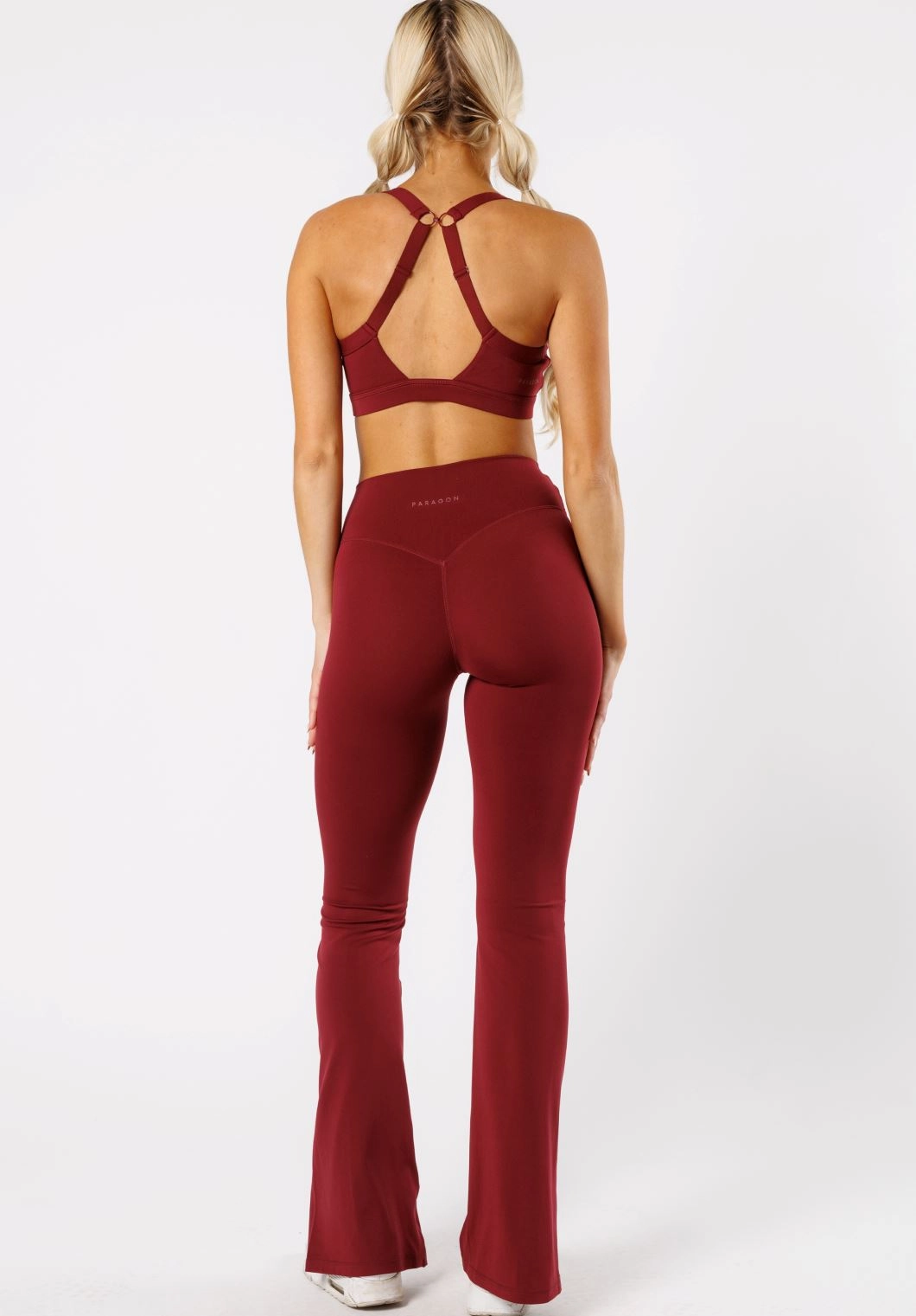 Reluna? Front Slit Sculptseam? Flare Leggings 34" Red Velvet Effortless Active Fit Fade Resistant Studio Practice