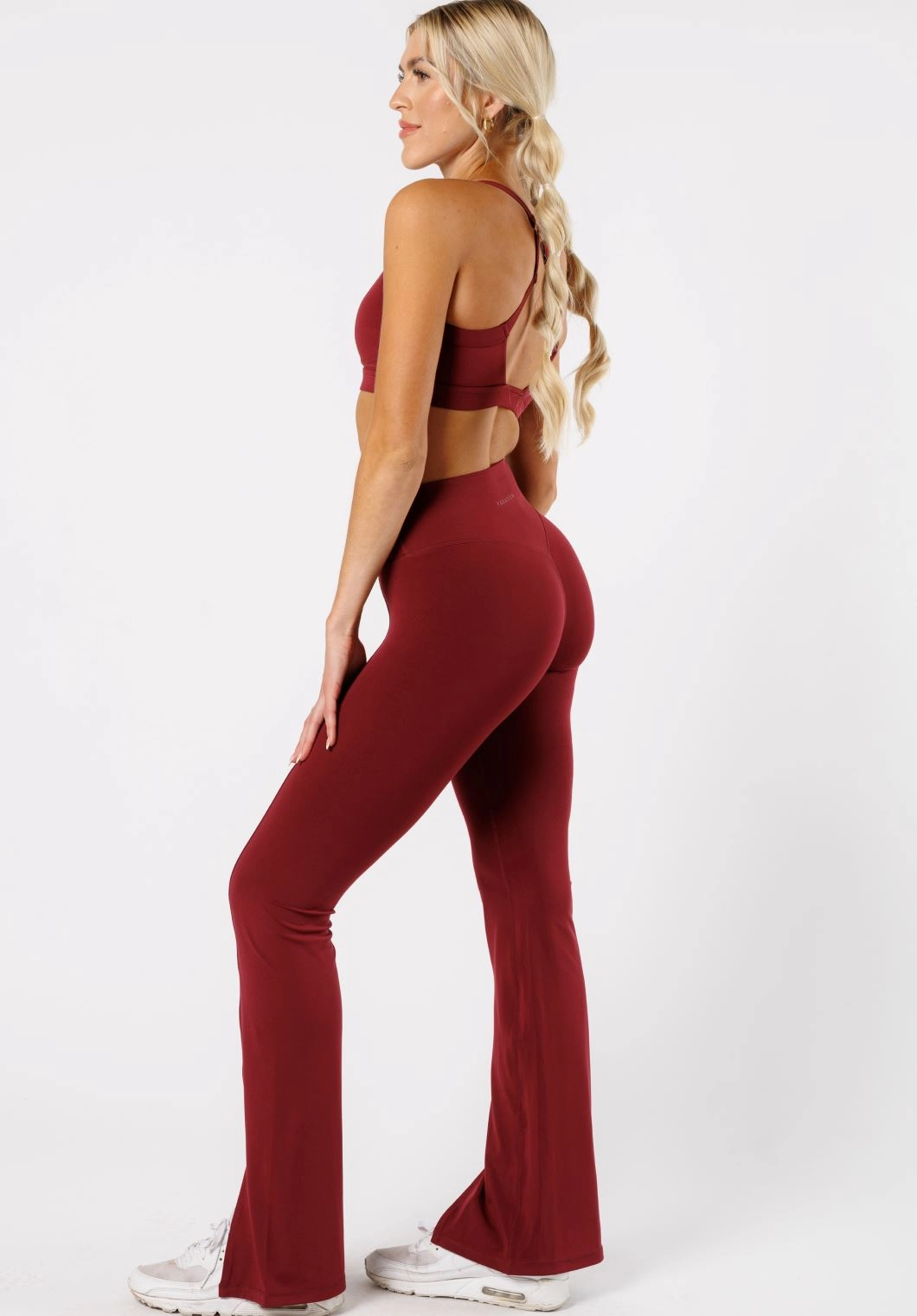 Reluna? Front Slit Sculptseam? Flare Leggings 34" Red Velvet Trendy Comfort Soft Touch For Men
