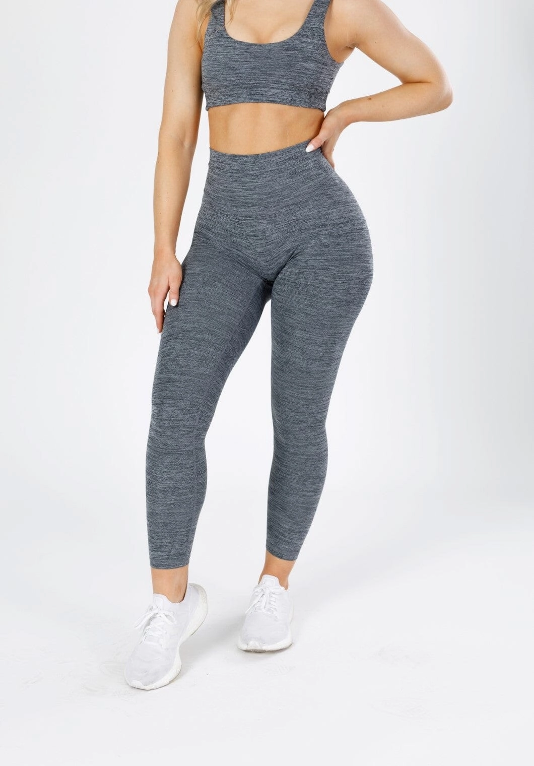 Body-Hugging Design Dance Studio Mesh Panel Reluna Spacedye Original Sculptseam? Legging Grey Static