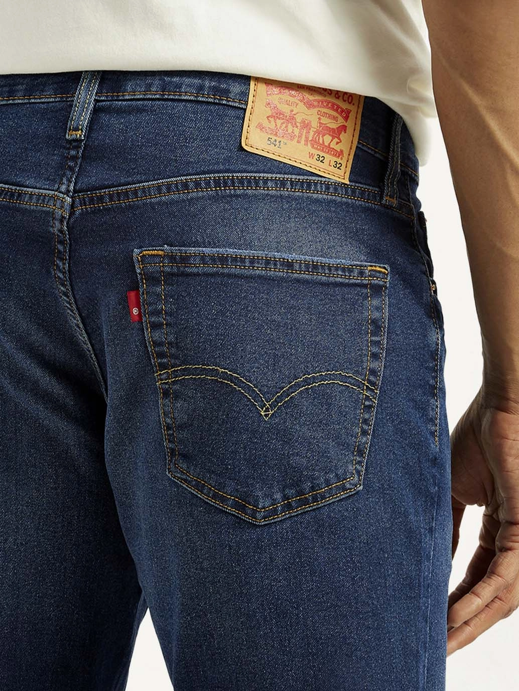 Men's 541 Dark Indigo Athletic Tapered Fit Mid Rise Jeans Weekend Warrior Festival Outfit Smooth Timeless Appeal