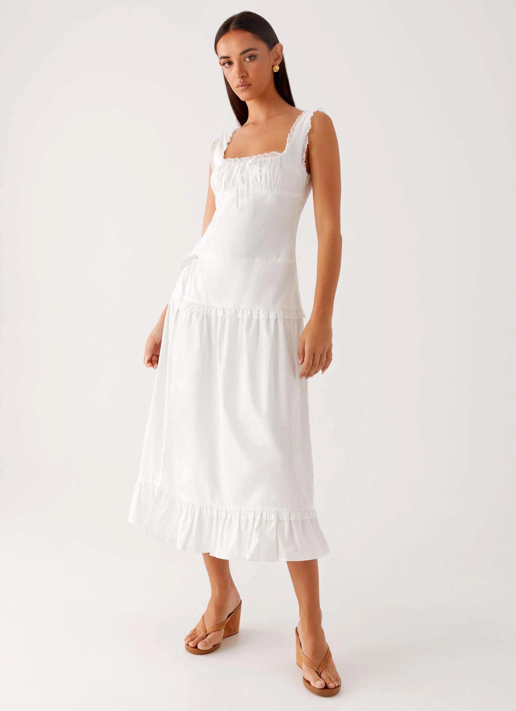 Quinn Midi Dress - White Polished Fit