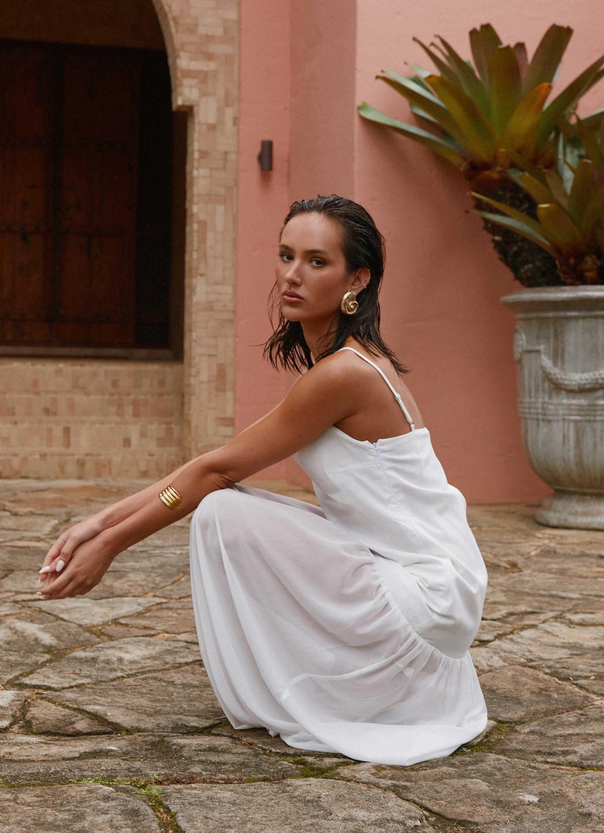 Soft Stitch Heavenly Linen Maxi Dress - White