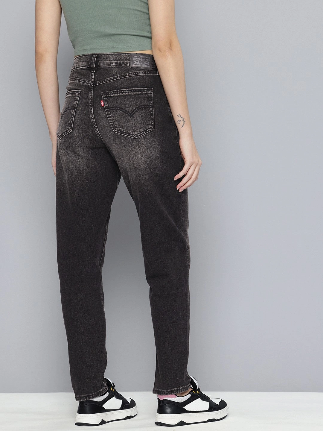 Day Wear Comfort Fit Design Women's 80s Mom Black Loose Fit Mid Rise Jeans