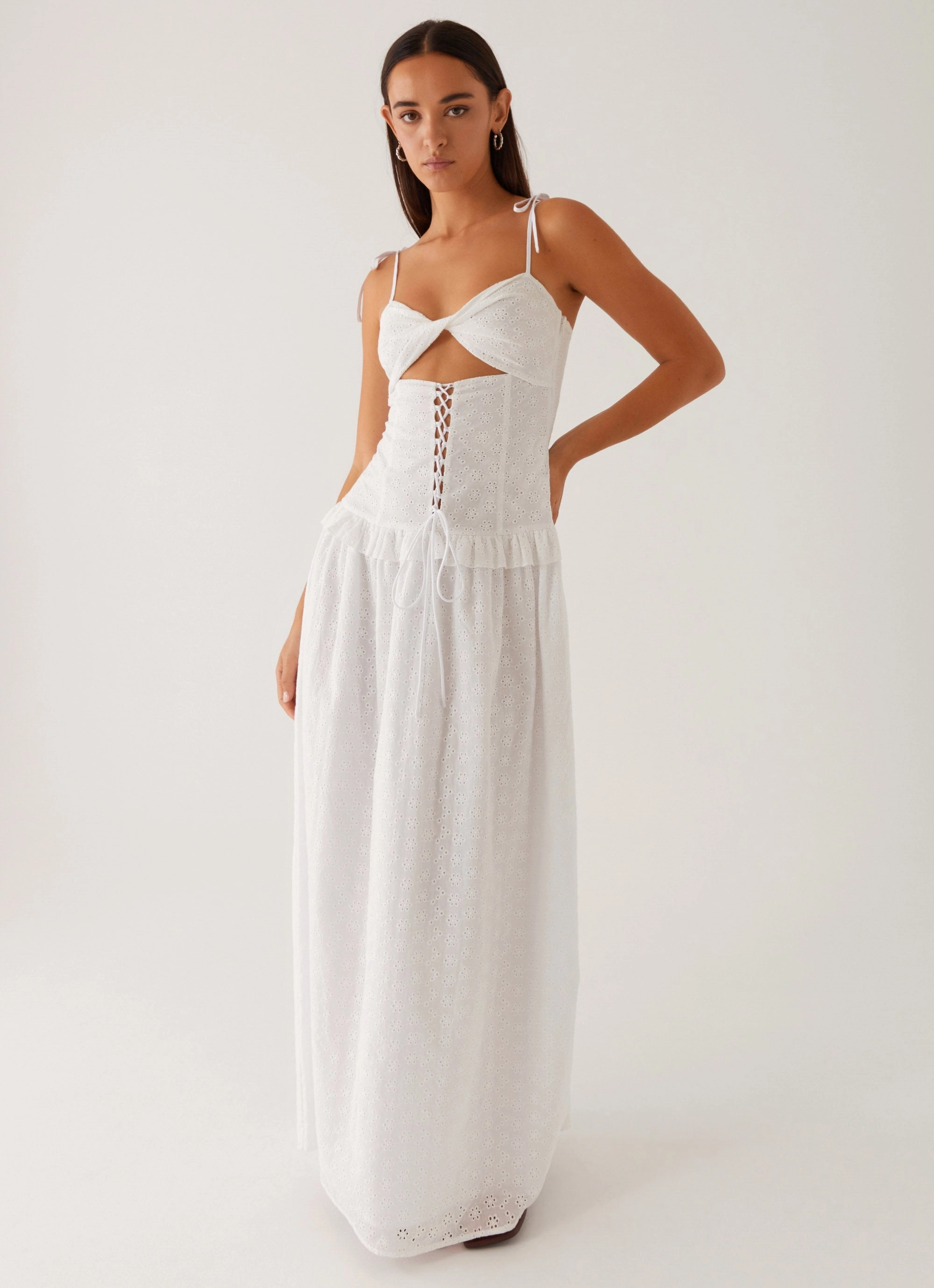 Reveria Twist Maxi Dress - Ivory Comfortable casual dress