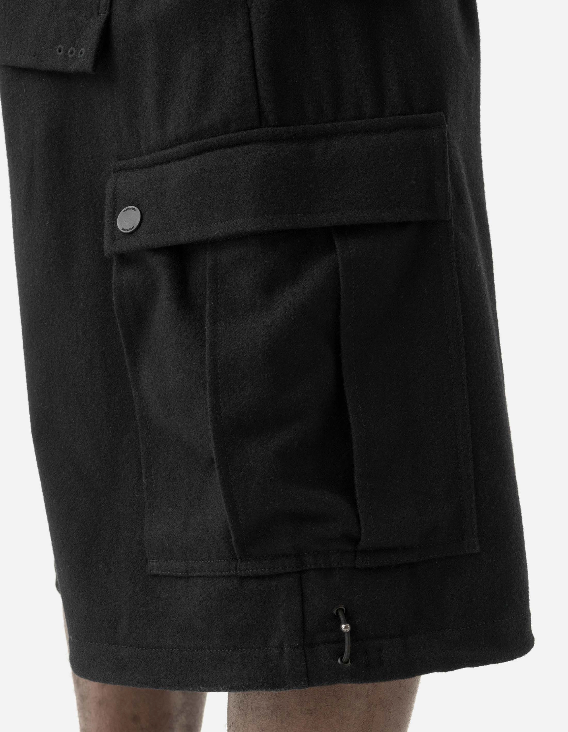 7118 Oversized Wool Cargo Snoshorts Black Chafe Free Edging