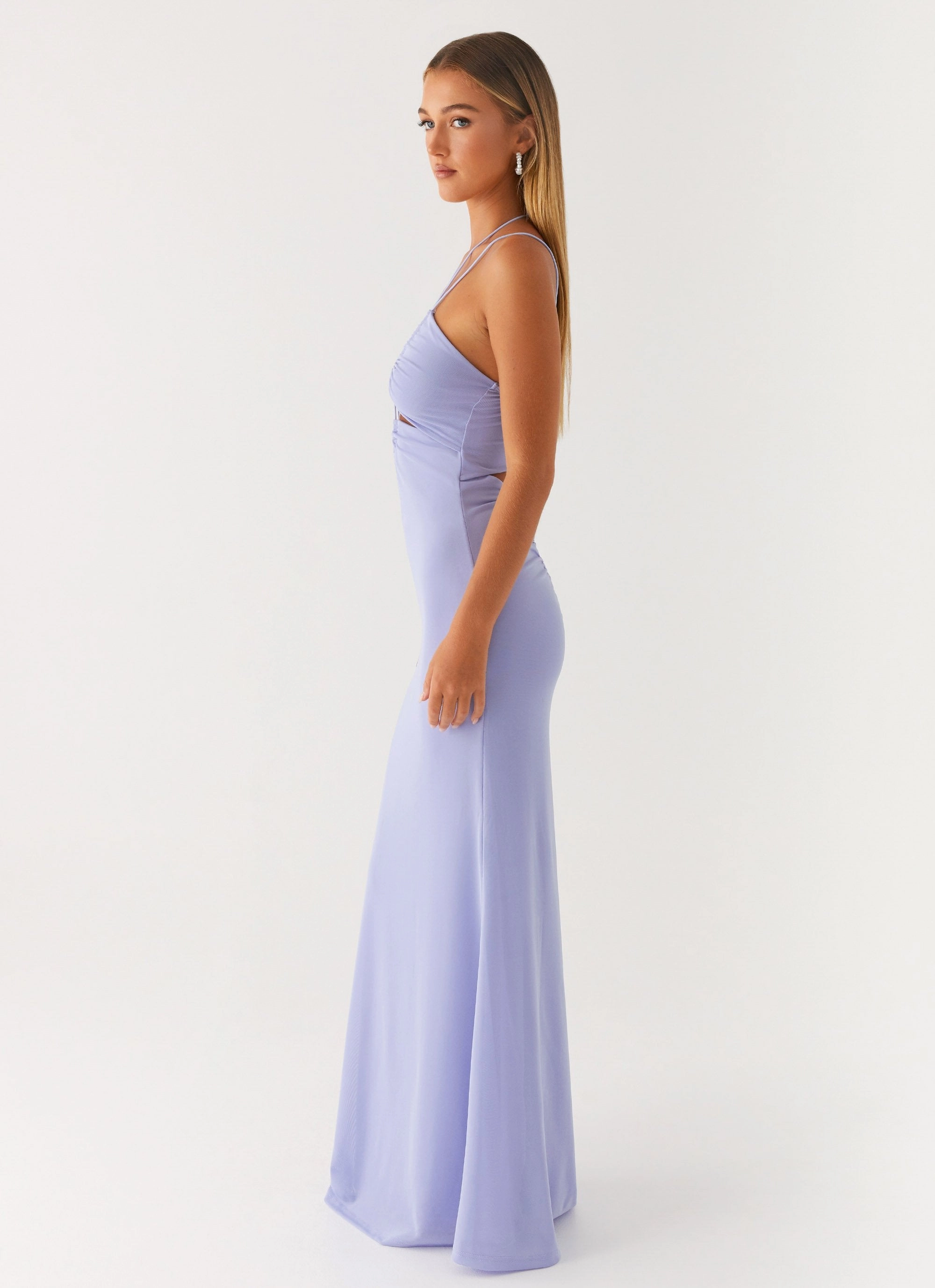 Roberta Maxi Dress - Heather Blue Elegant Touch Clean Drape