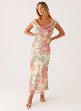 Refined Vibe Flattering Style Role Model Maxi Dress - Yellow Peony