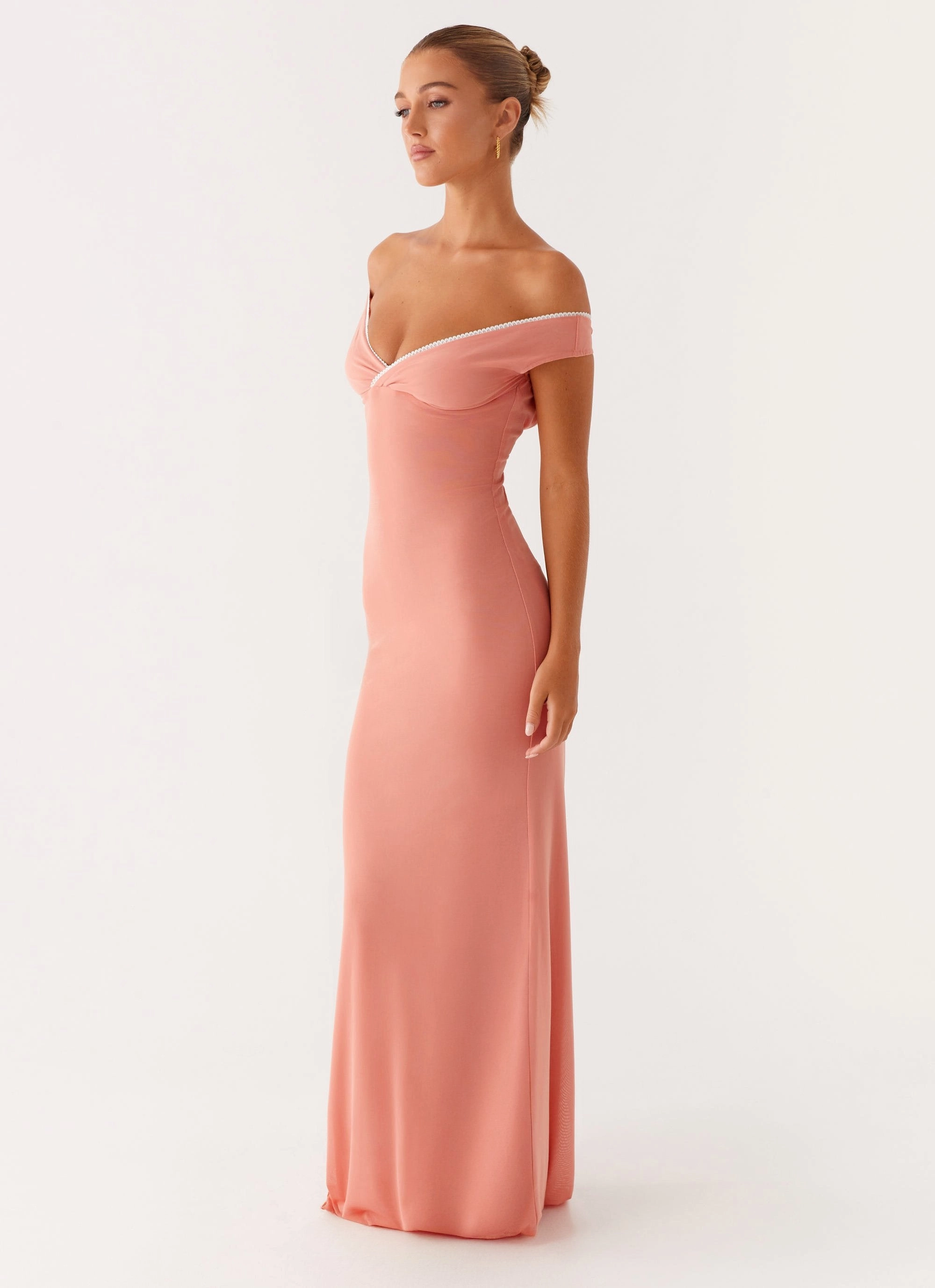 Katiya Maxi Dress - Peach Draped Layer Dreamy Drape