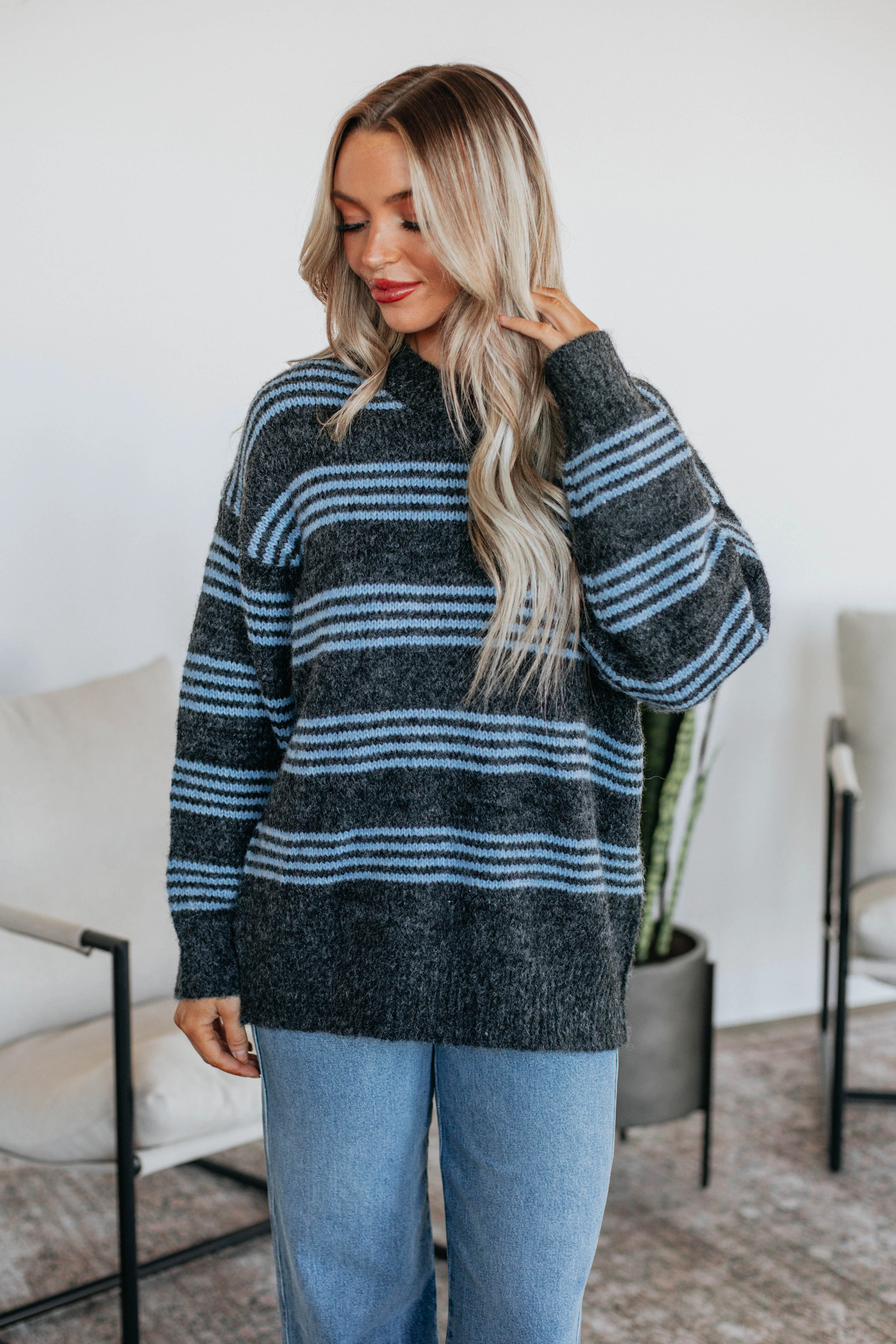 Knitted Look Ronnie Striped Sweater