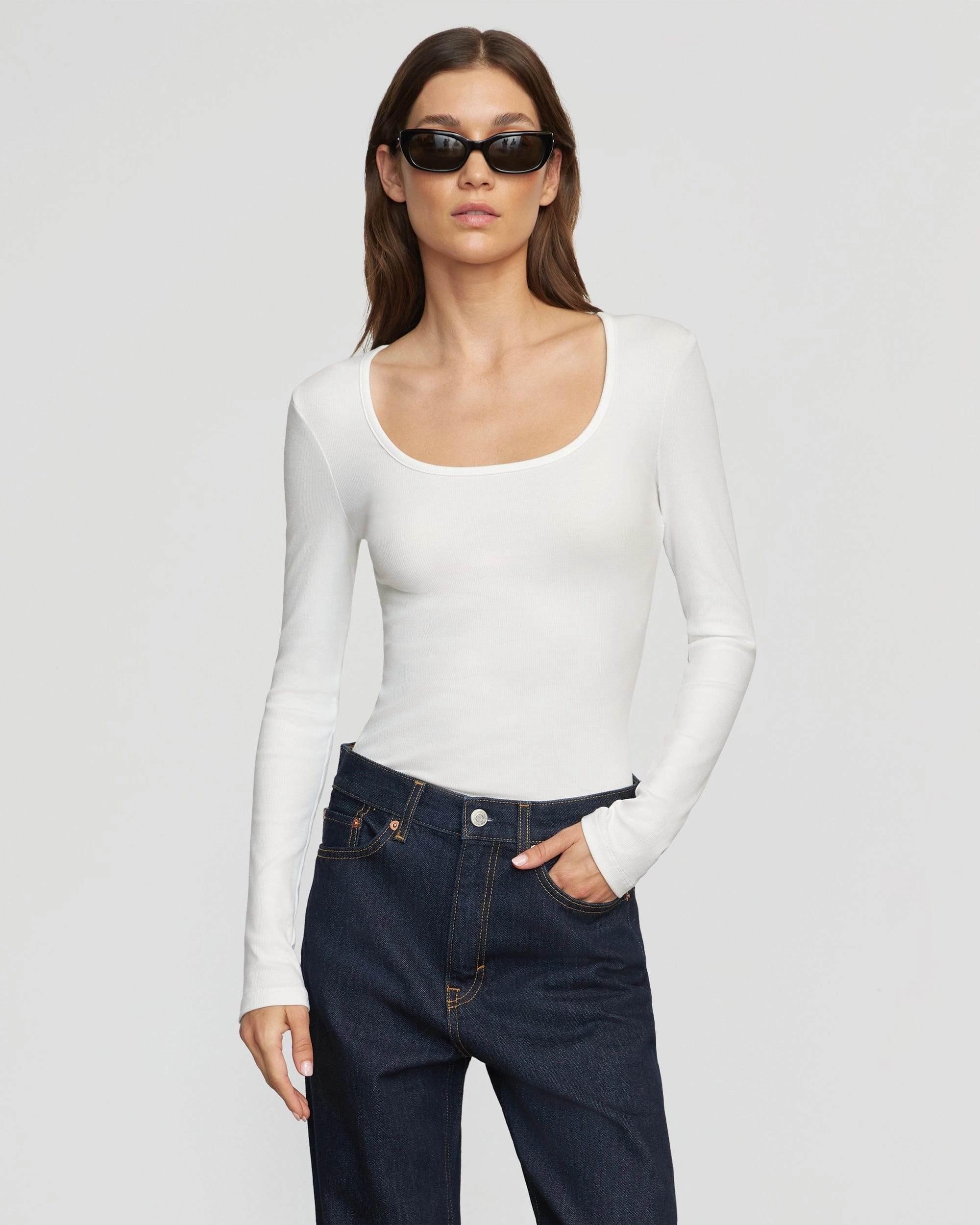 graduation Comfy Look Rosa Ribbed Scoop-Neck Semi-Sheer Tee