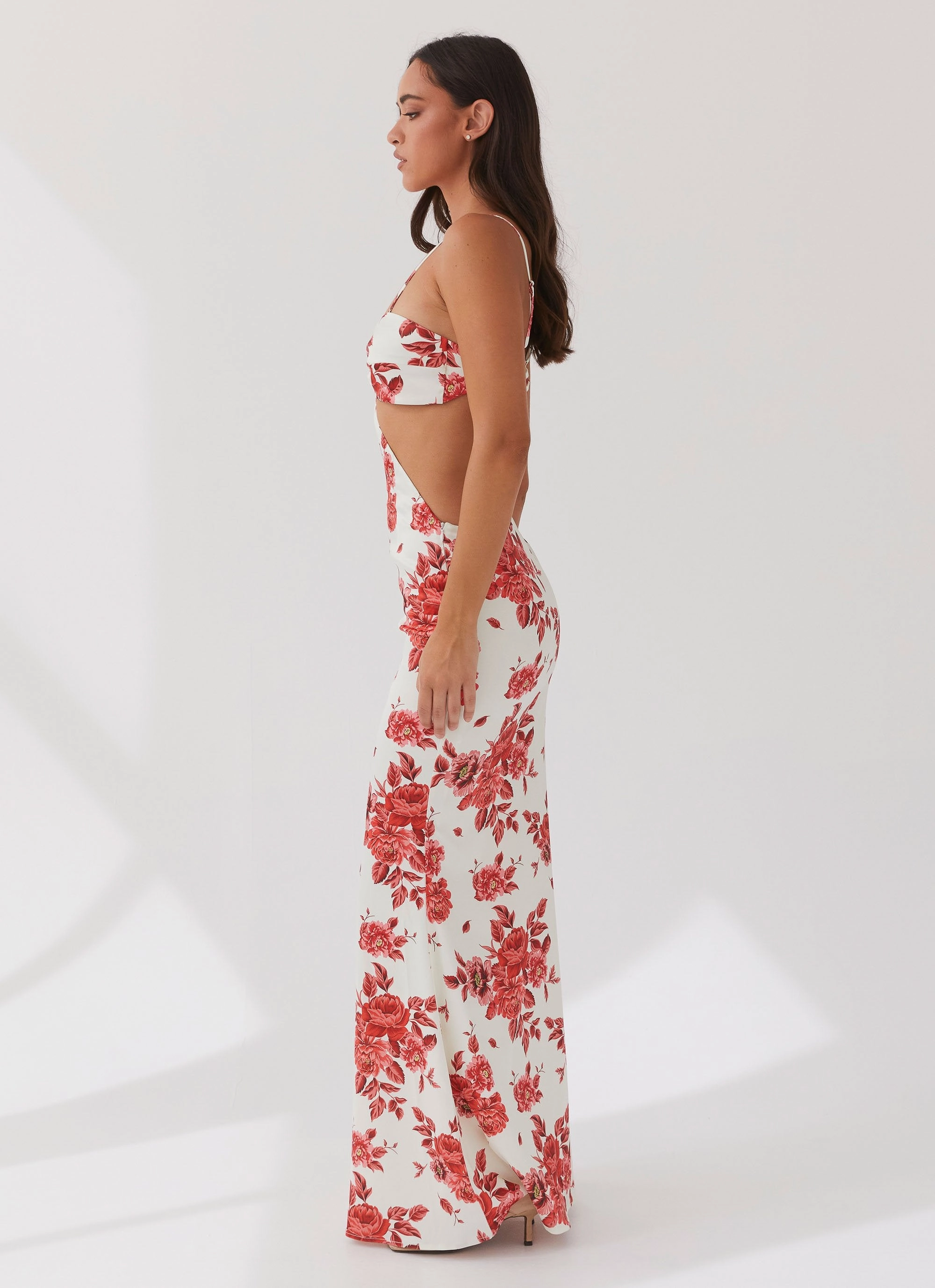 Rosie Satin Maxi Dress - Rosa Floria Wide Hemline