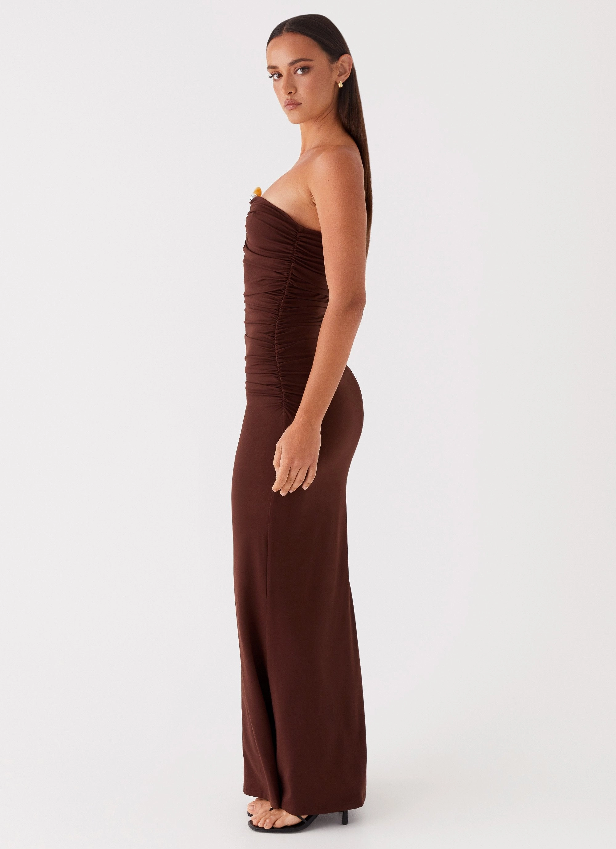 Satin Layers Effortless Mood Rudy Maxi Dress - Brown
