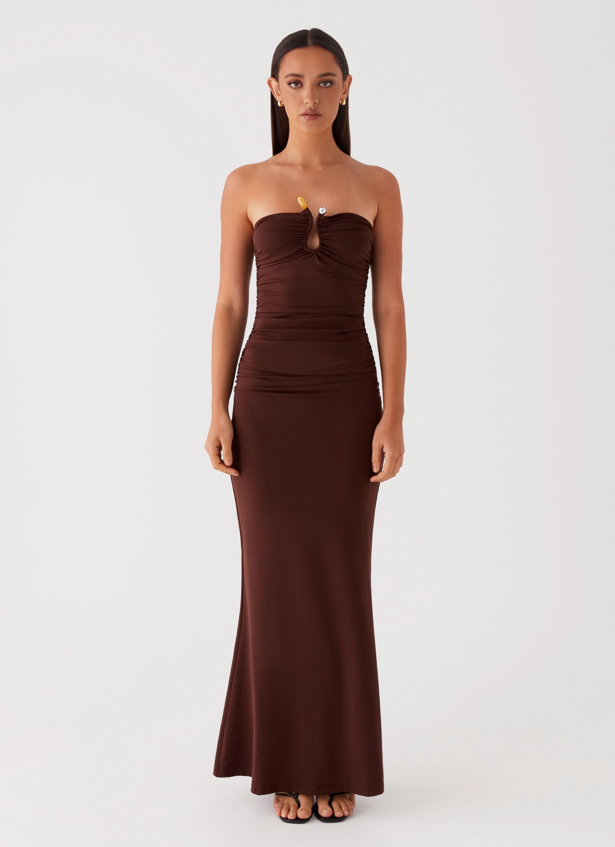 Chic Energy Lightweight-Lining Rudy Maxi Dress - Brown