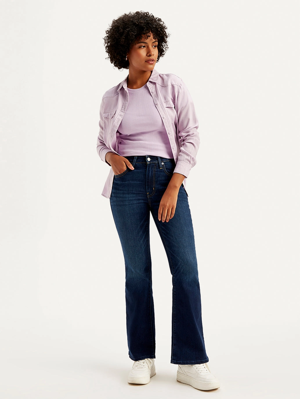 Women's 726 Navy Blue Flared Fit Mid Rise Jeans Perfectly Fitted