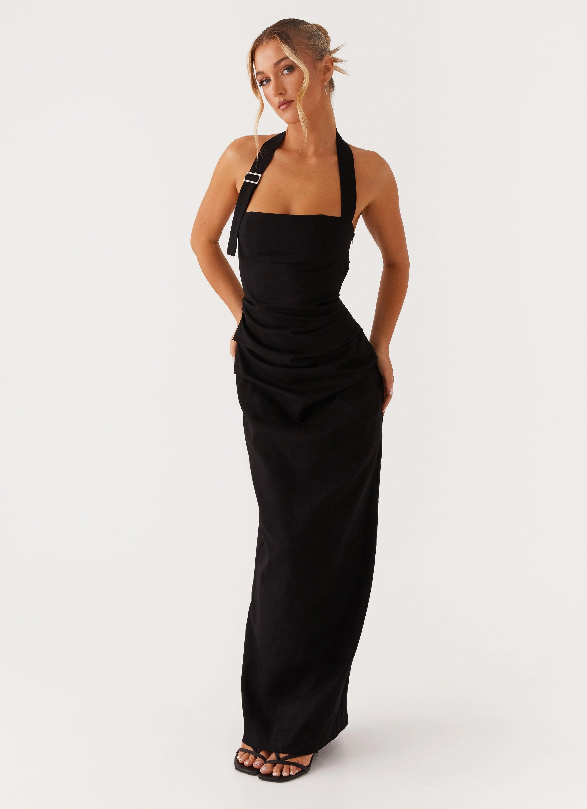 Rumour Has it Maxi Dress - Black Happy Fit Smart Tones
