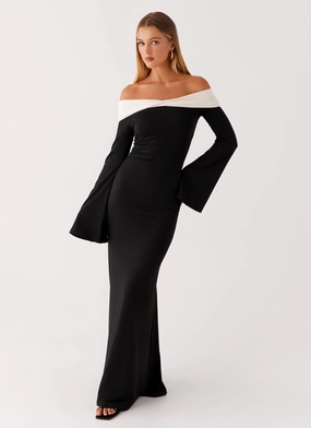 Comfort Stretch Hits Different Long Sleeve Maxi Dress - Black
