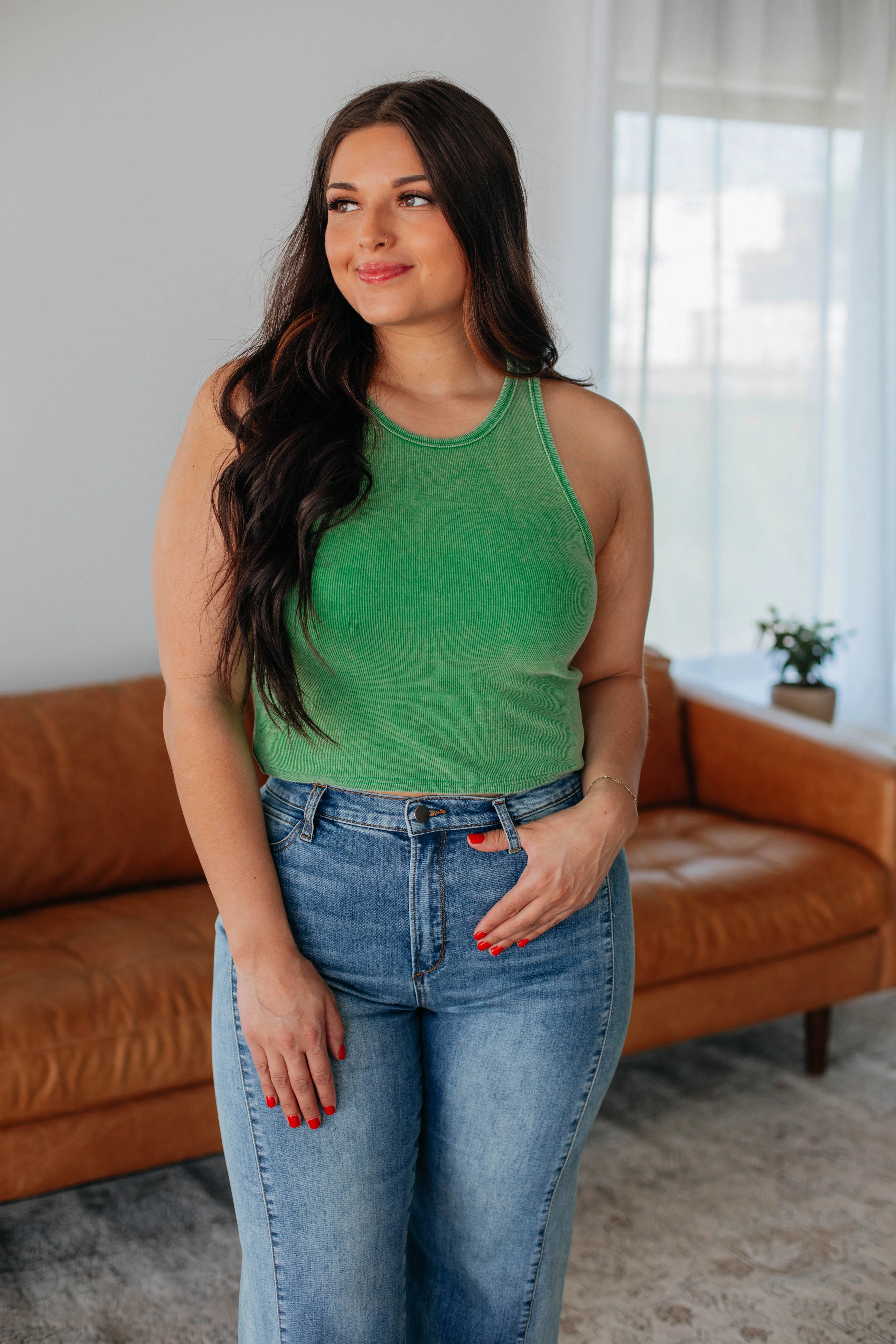 Odor Control Nanotechnology Multi - purpose Julian Ribbed Tank - Apple