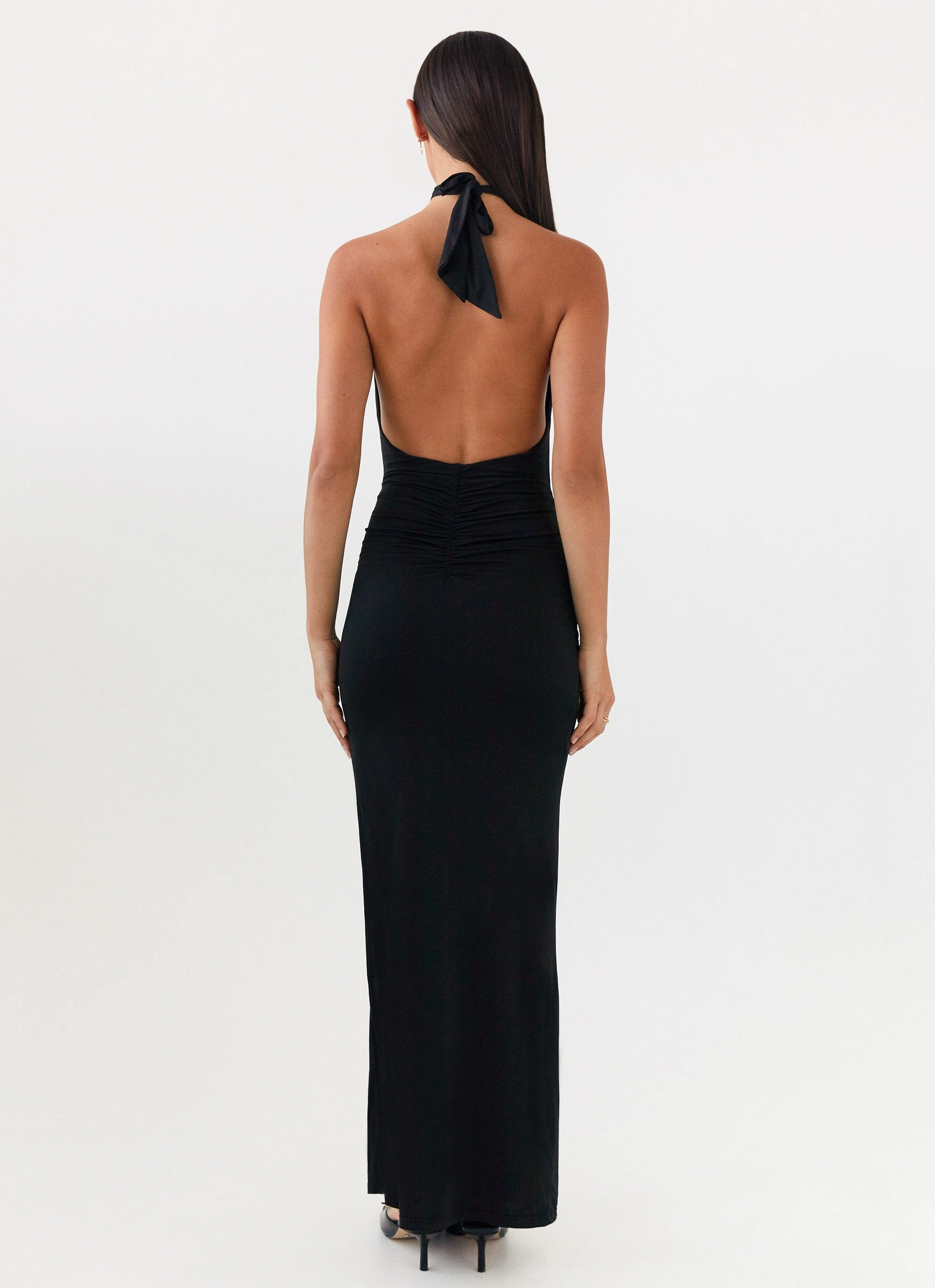 Samara Halterneck Maxi Dress - Black Tulle Flow