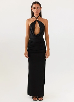 Smile Glow Samara Halterneck Maxi Dress - Black