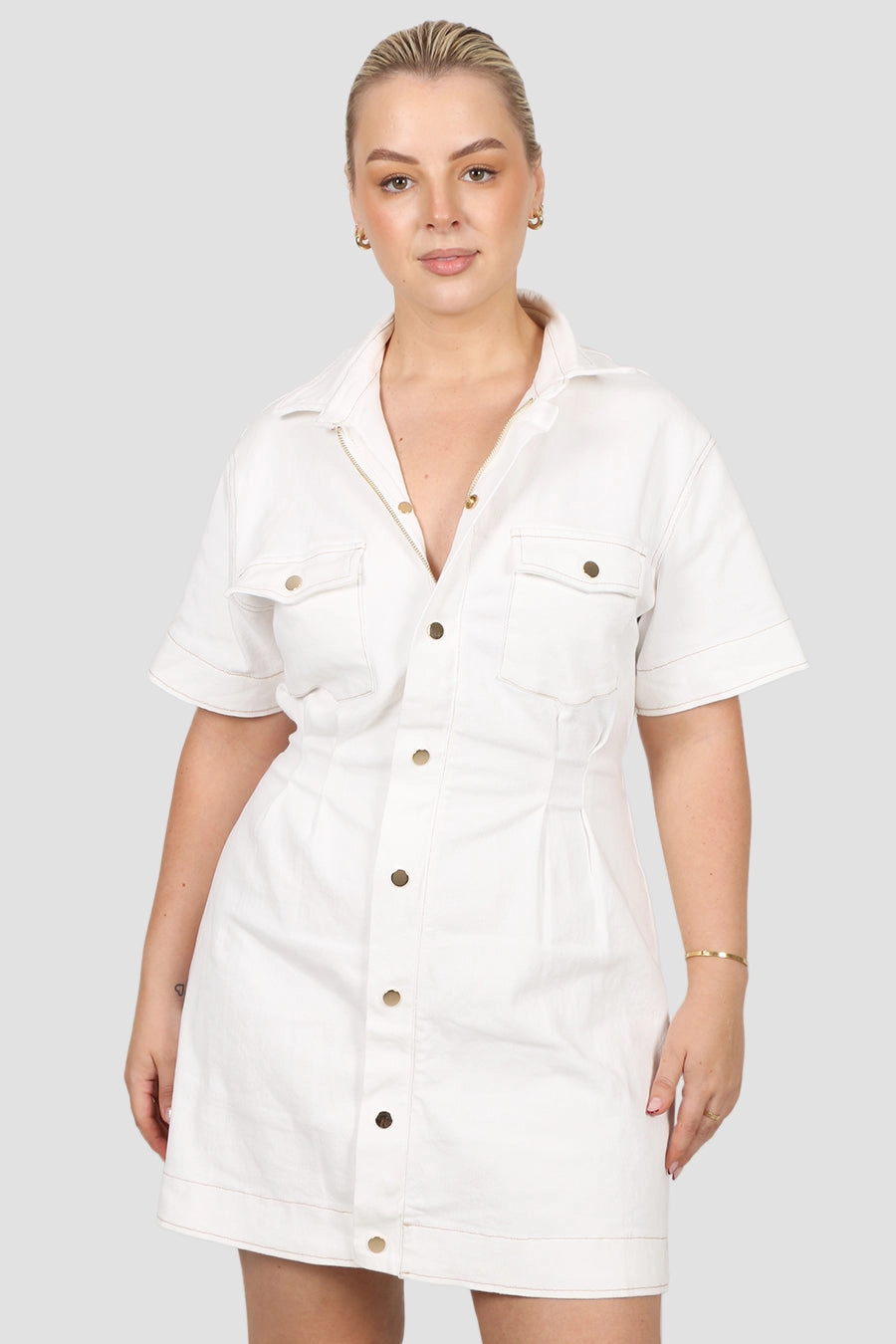 SAVEIRA DENIM DRESS WHITE Party Safe