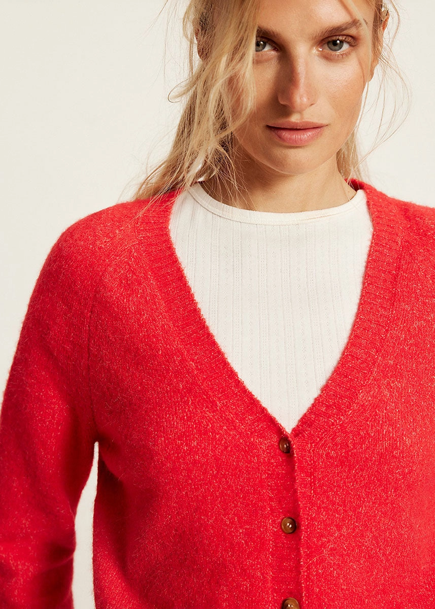 School Girl Cardi - Cherry Pop Melange Cozy Fleece