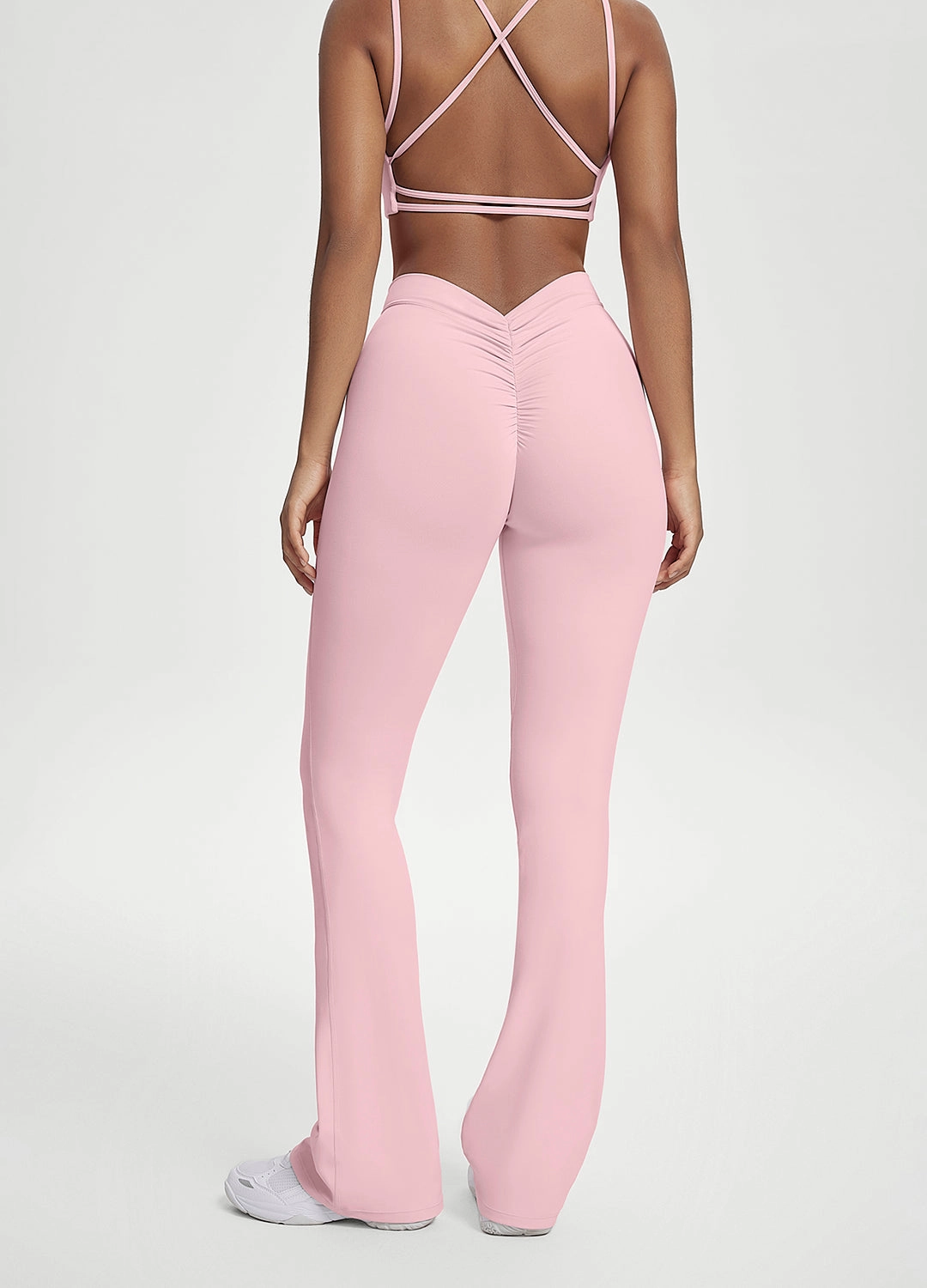 Breathable Weave Minimalist Style Winter Sports Scrunch Back Flared Leggings