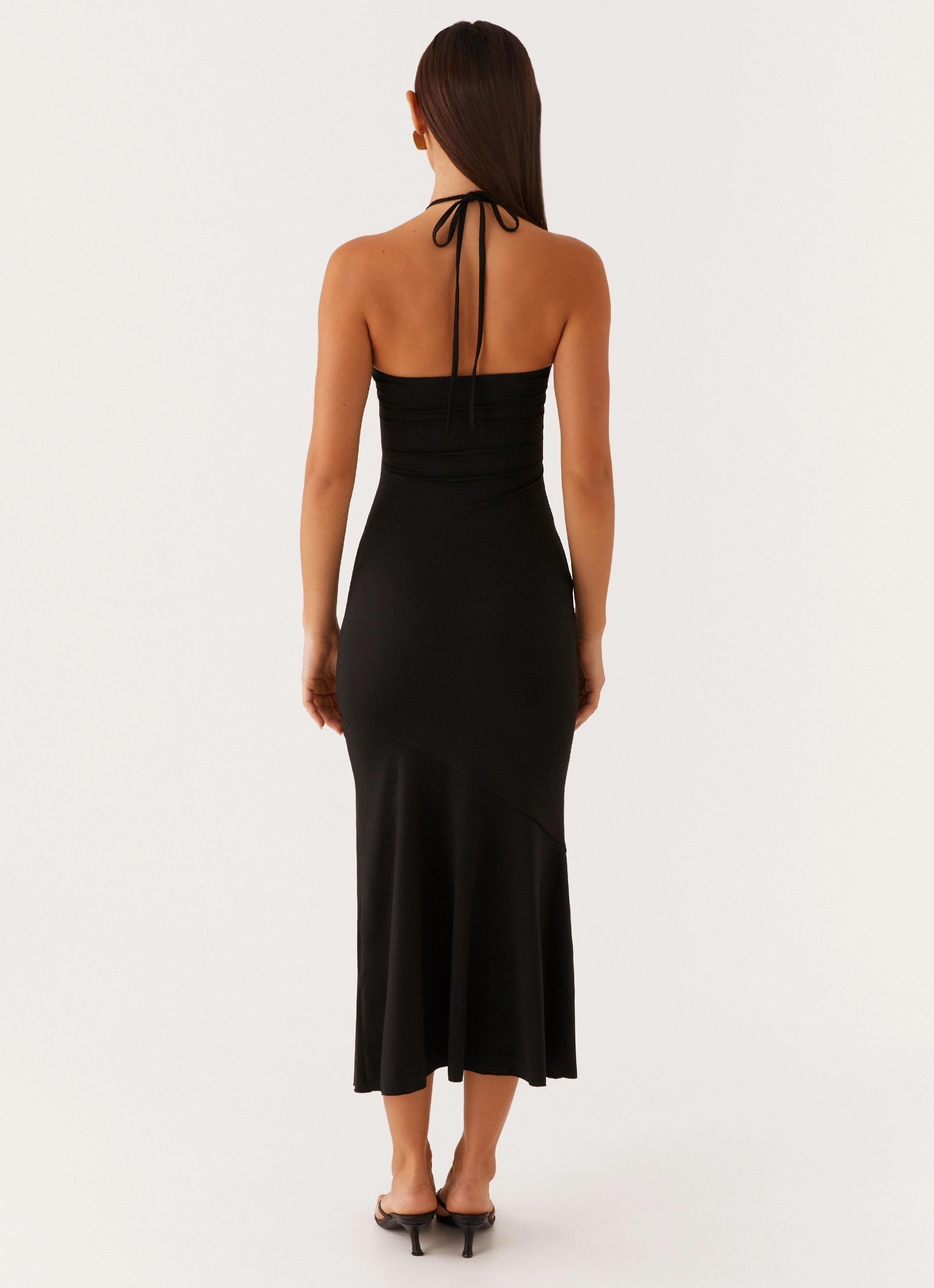 Euro Ease Zena Halterneck Midi Dress - Black