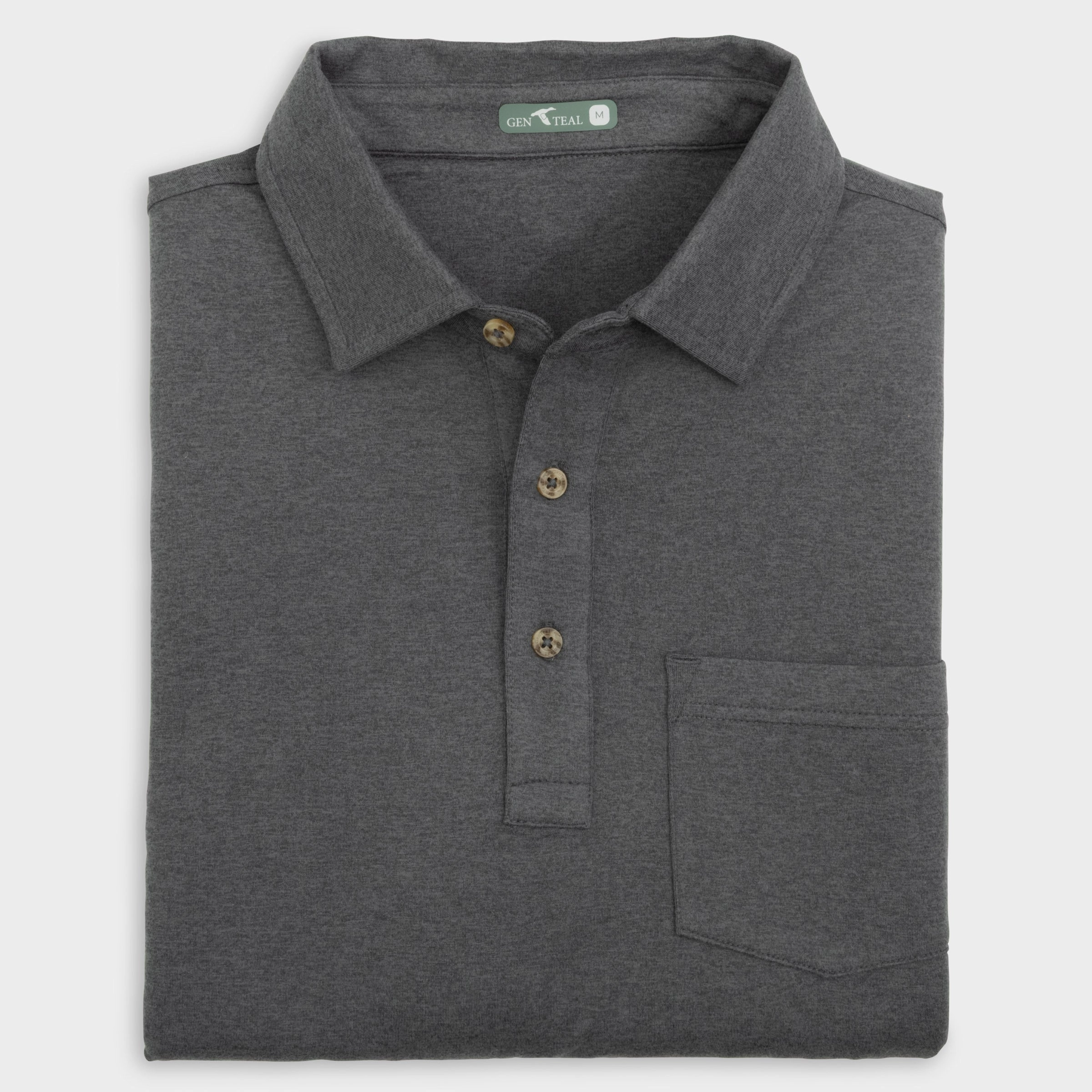 Graphite Wander Long Sleeve Polo Lightweight Comfort