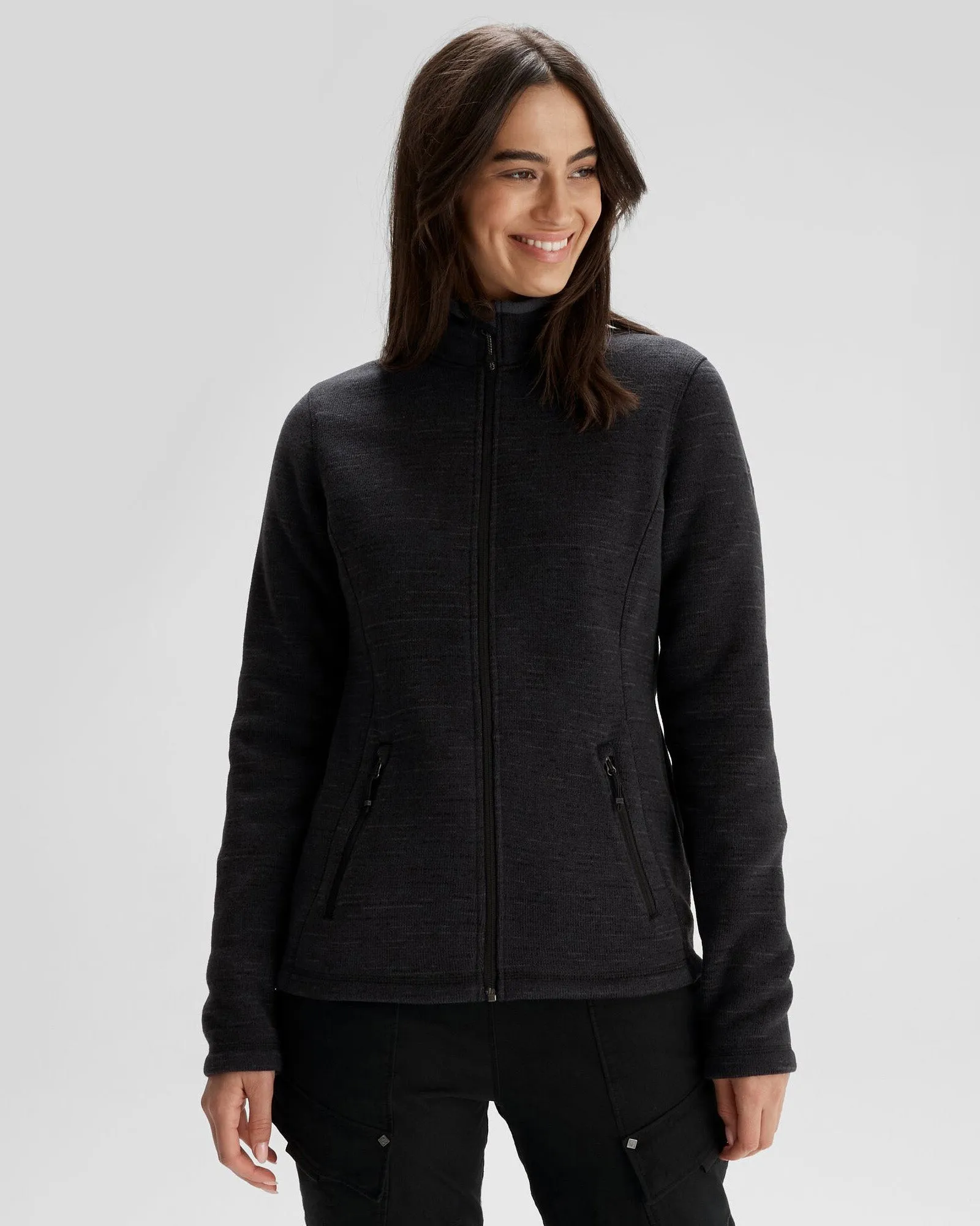 Women's Aikman Fleece Jacket - Black Marle Heat Guard ElasticWaistband