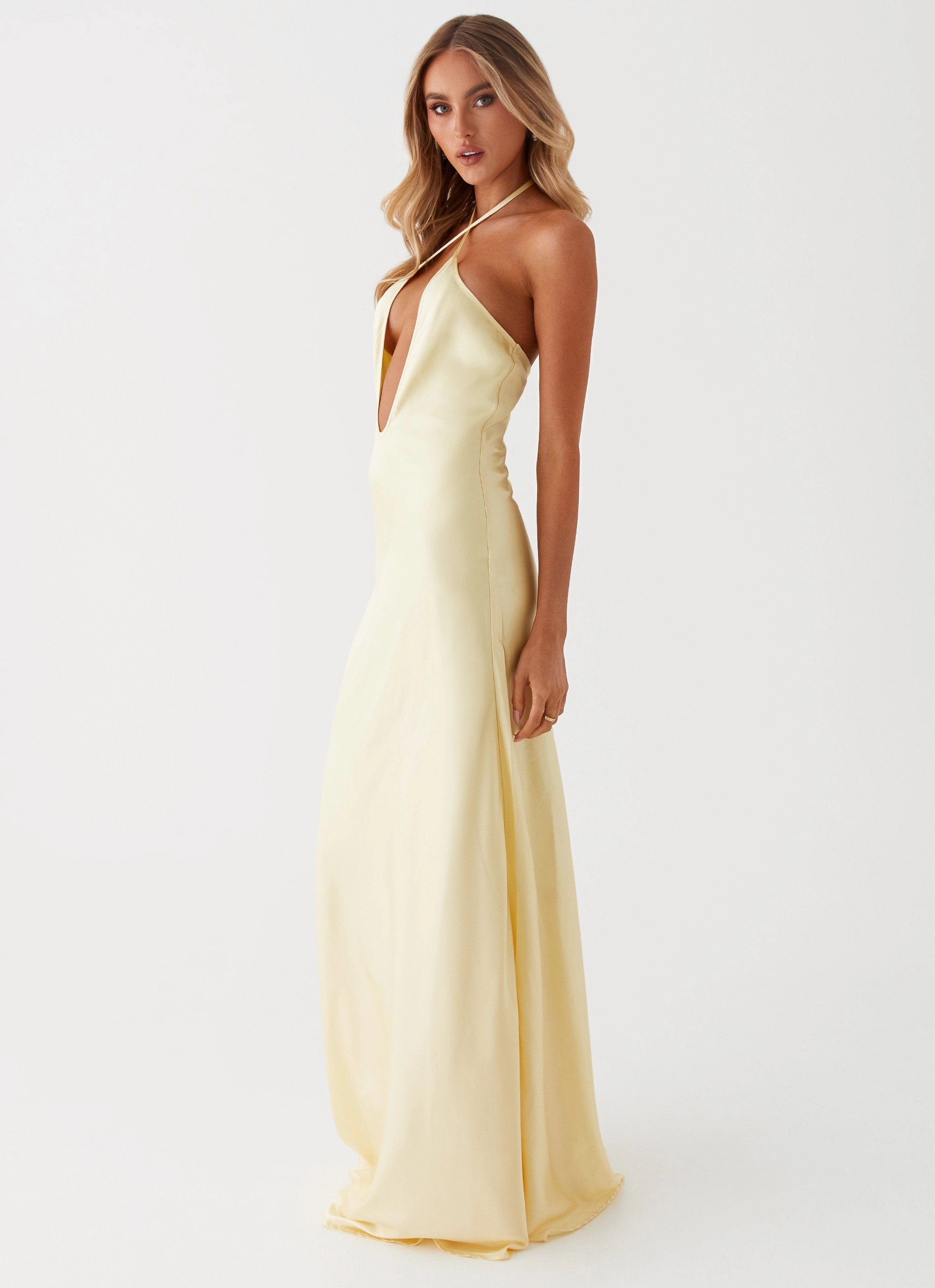 Noir Symphony Maxi Dress - Yellow Feminine Charm Urban Line