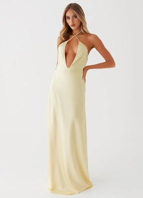 Simple yet chic gown Noir Symphony Maxi Dress - Yellow