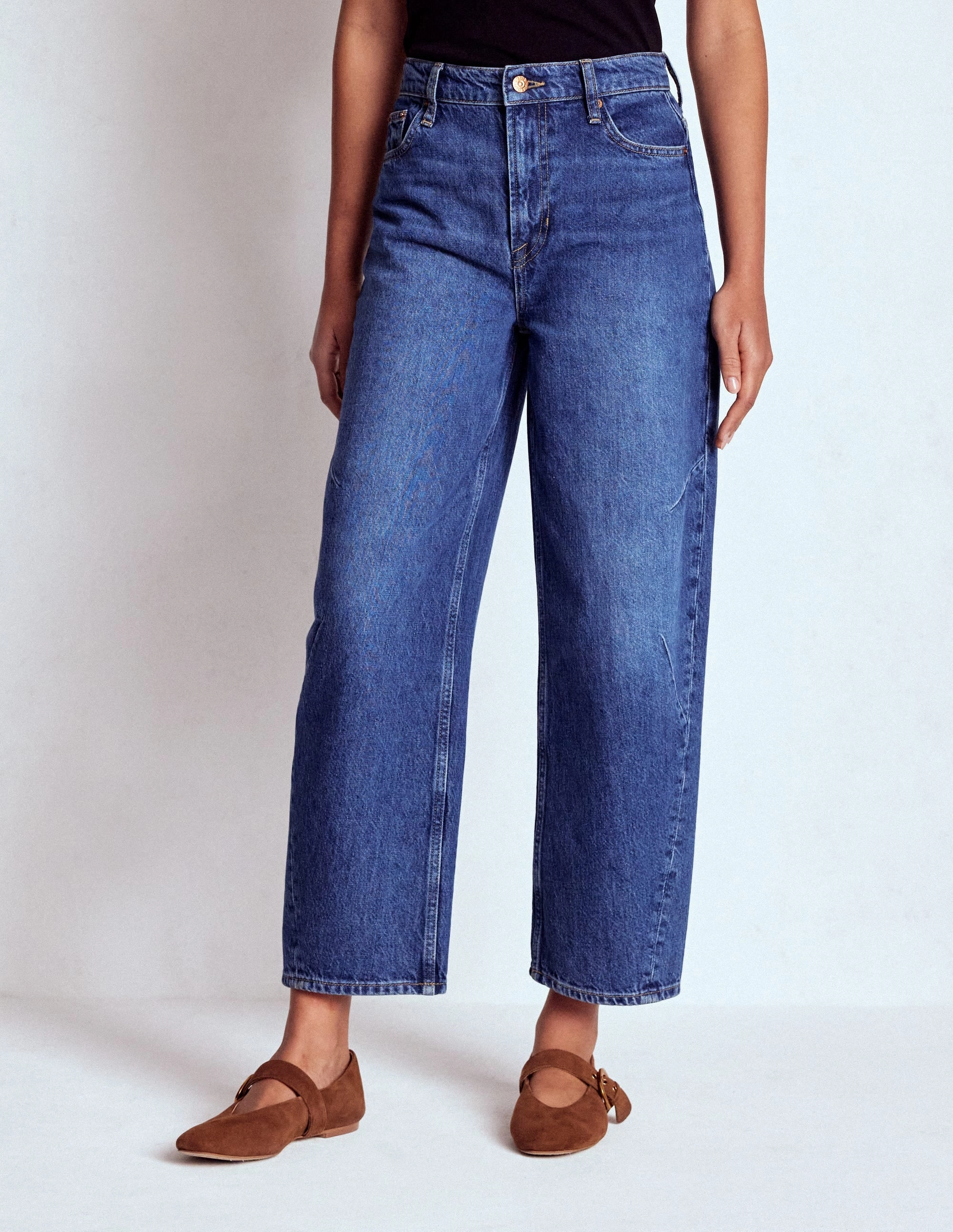 Effortless Look Barrel Leg Jeans-Mid Vintage