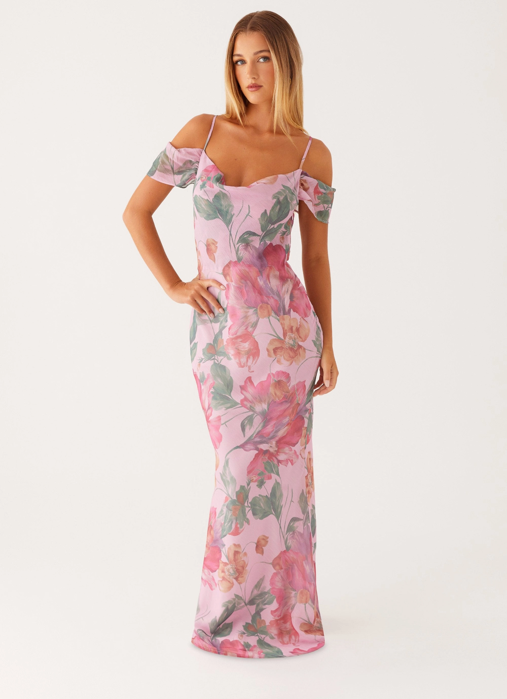 Seline Maxi Dress - Pink Floral Soft Touch Joy Glow