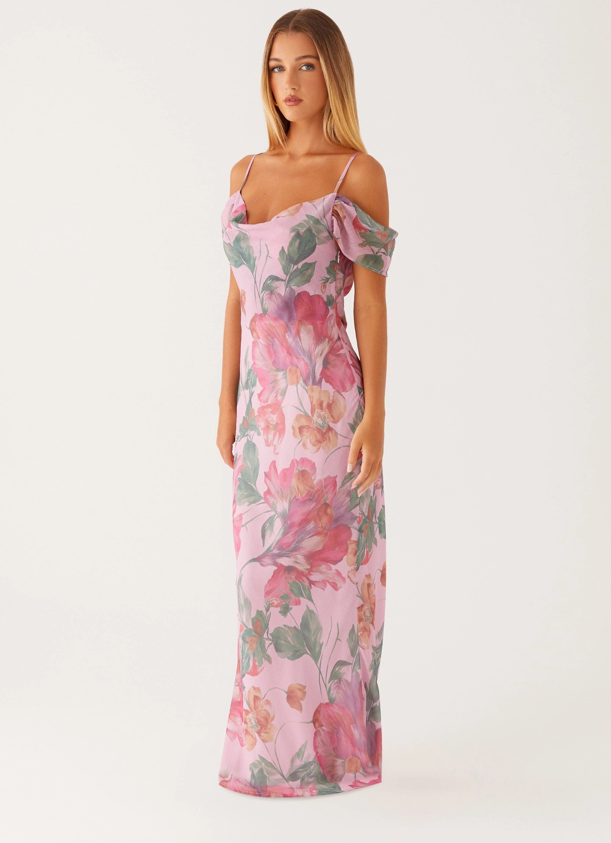 Nature Bloom Care-Instructions-Included Seline Maxi Dress - Pink Floral