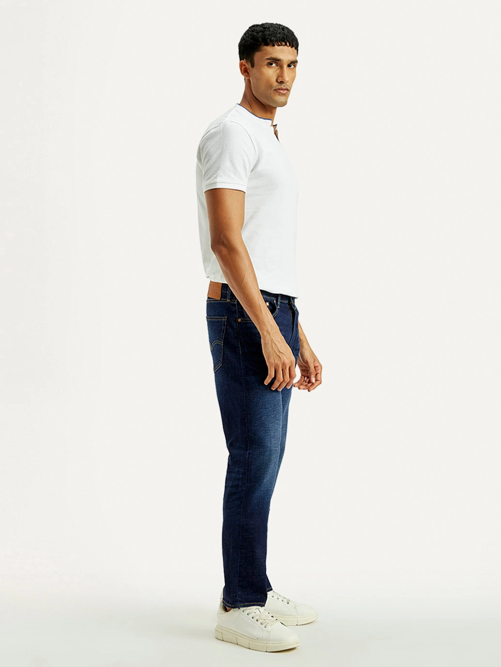 Men's 505 Dark Indigo Straight Fit Mid Rise Linen Jeans Unisex Look All Use Wear