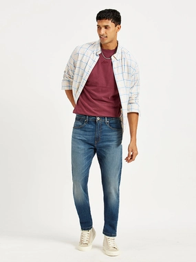 Distressed Details Popular Option Men's 512 Blue Slim Tapered Fit Mid Rise Jeans