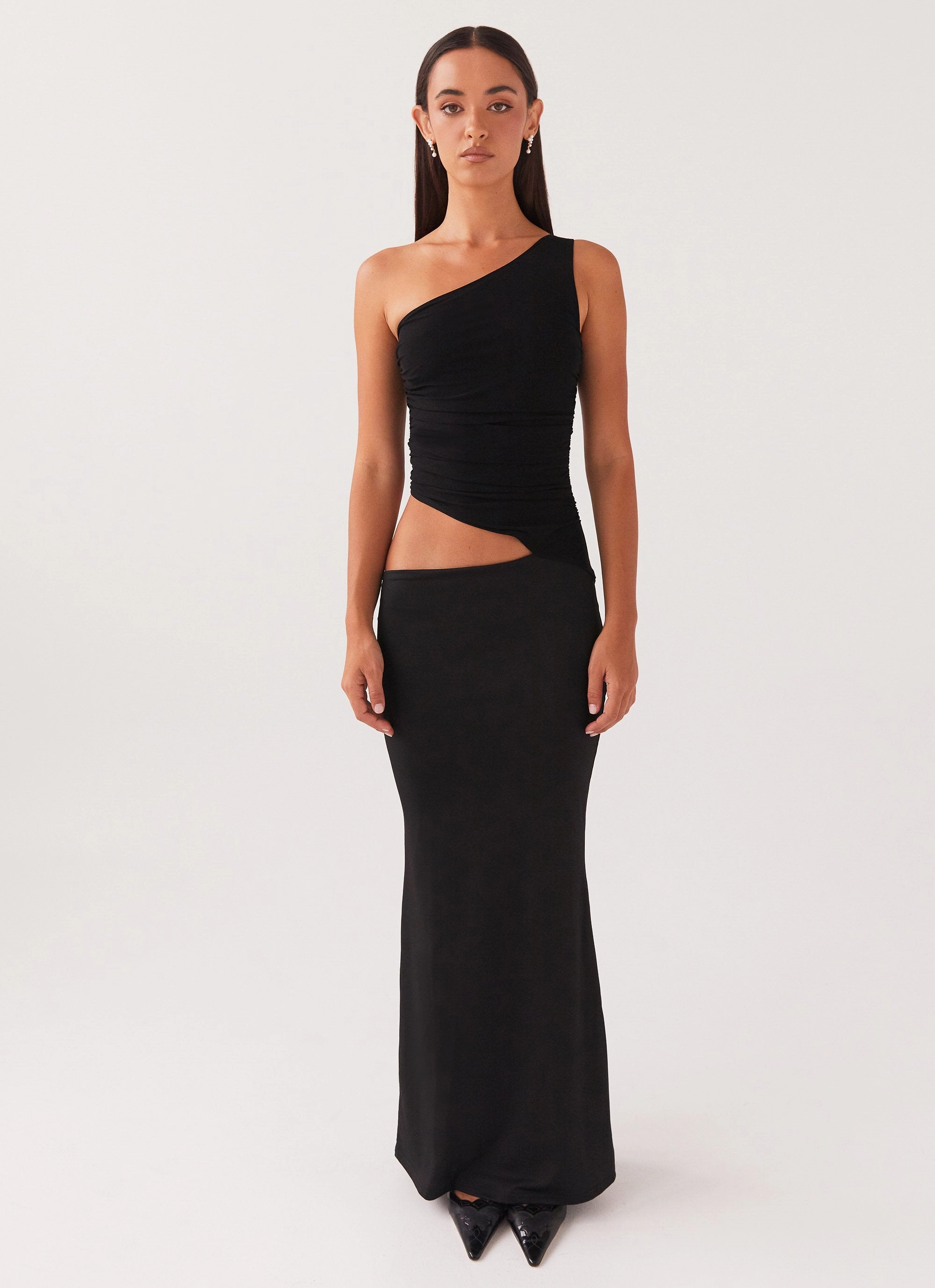 Seranella One Shoulder Maxi Dress - Black Lounge Mode
