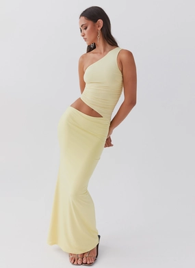 Layering-Piece Seranella One Shoulder Maxi Dress - Lemon