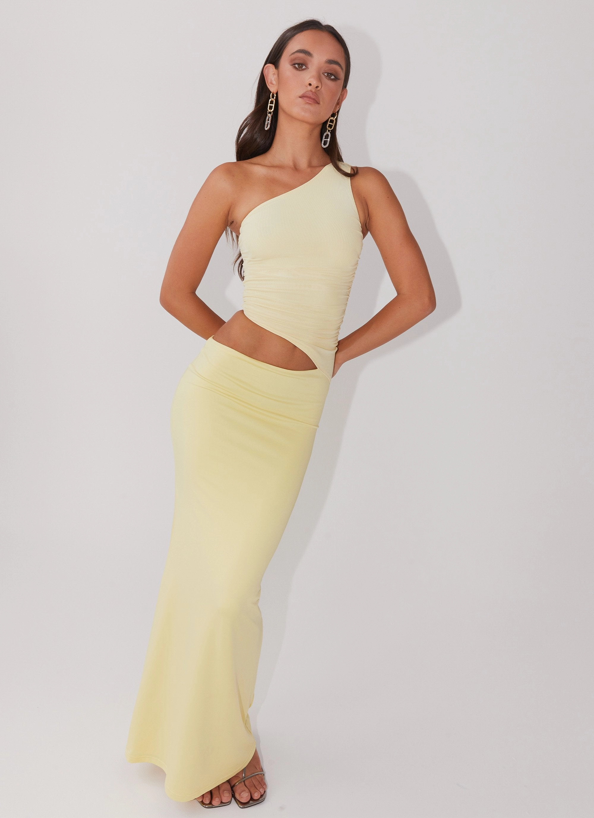 Seranella One Shoulder Maxi Dress - Lemon Modern-style