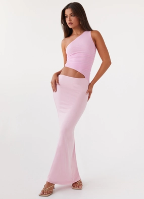 Seranella One Shoulder Maxi Dress - Pink Romantic Mood