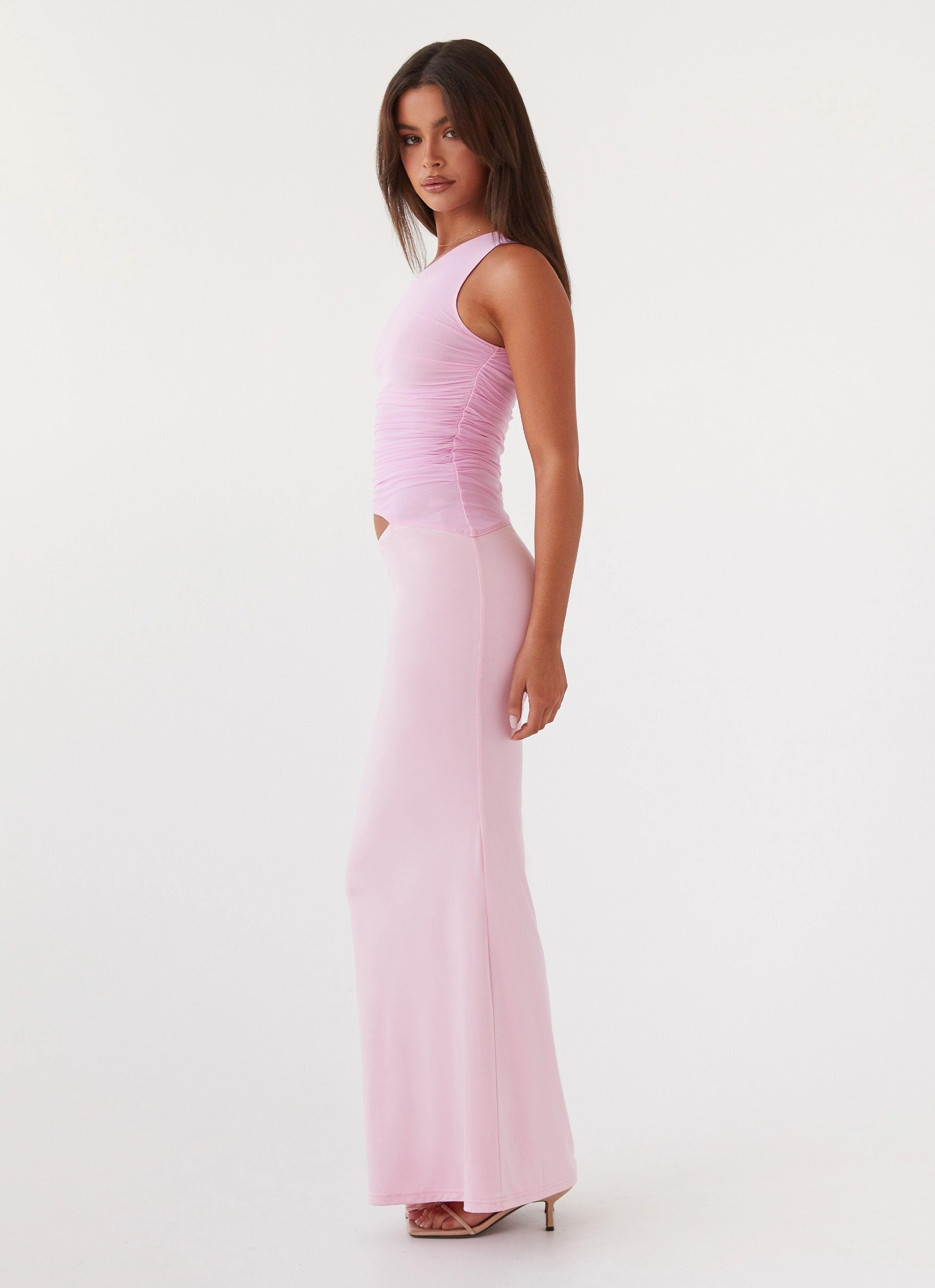 Seranella One Shoulder Maxi Dress - Pink Elegant Style Comfortable and breathable