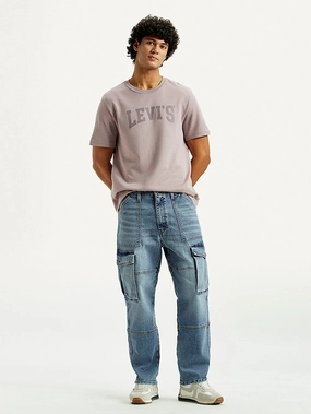 Non Restrictive Thigh Men's 568 Mid Indigo Loose Fit Mid Rise Cargo Jeans