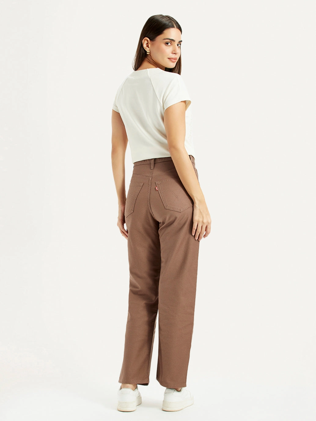 Women's Brown Ribcage Straight Fit High Rise Jeans Active Wear